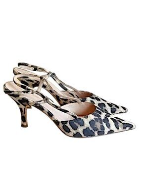 Loeffler Randall Leather Sling-Back Heels 9.5 Leopard Animal